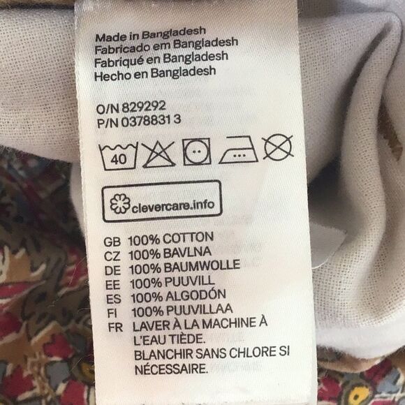 H & M Kaki Red Floral Paisley Pleat Front 100% Cotton Relaxed Shorts - Picture 15 of 16